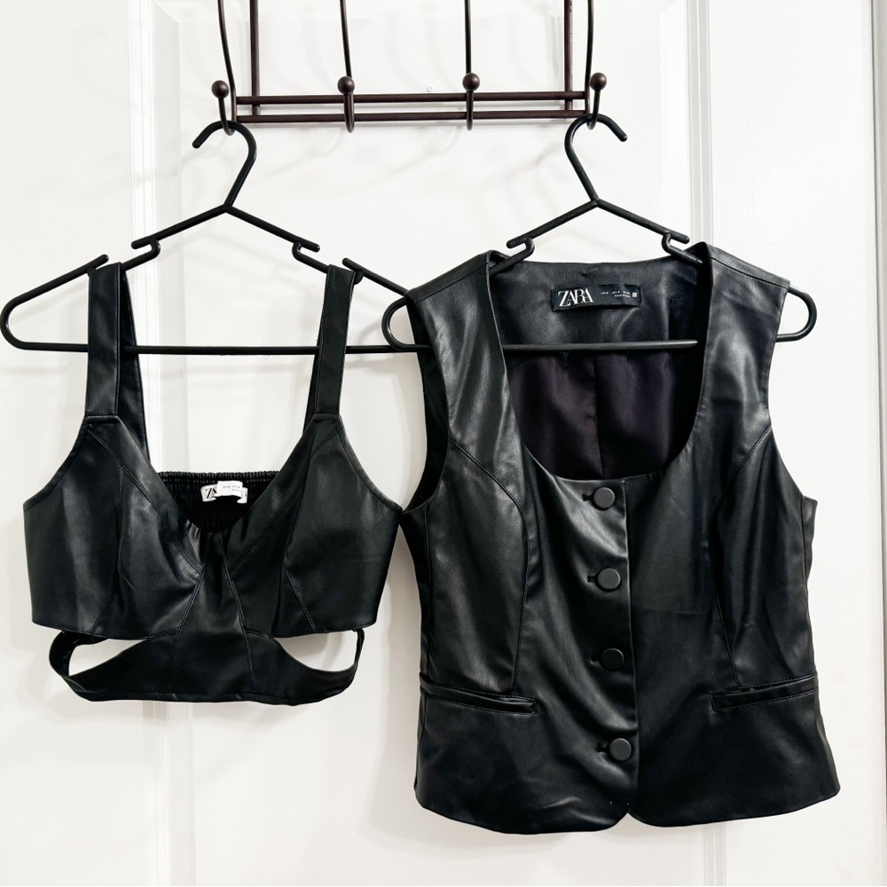 Zara faux leather tops